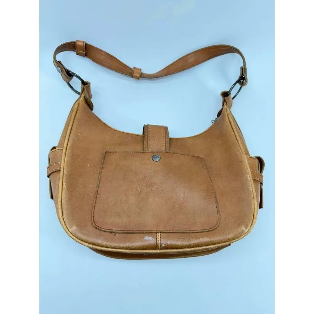 Kaela Brown Faux Leather Hobo Shoulder Bag Western Buckle Studded Swirl Purse